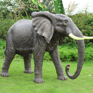 Tamanho de vida resina elefante estatuetas fibra de vidro. Escultura de elefante de animais para decoração do jardim