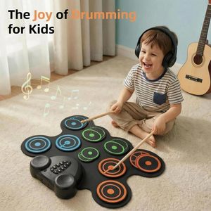 Set di Batteria Elettronica con 9 Pad, Jack per Cuffie, Bacchette, Pedali e Batteria Ricaricabile Integrata per Bambini e Principianti - Product Image 2