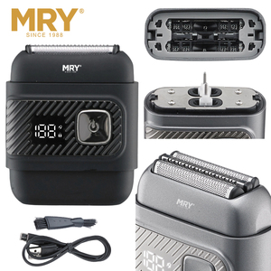 Afeitadora Eléctrica de Bolsillo MRY, Afeitadora Eléctrica Inalámbrica Impermeable IPX7, Recortadora de <span class=keywords><strong>Barba</strong></span> Recargable, Afeitadora Eléctrica para Hombre - Product Image 1