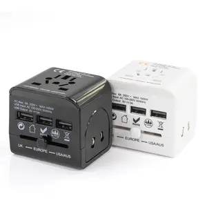 Adaptador de viaje Adaptador universal mundial para 150 países Adaptador de corriente Inglaterra Alemania Enchufe para Europa Reino Unido EE. UU. Con Puerto 3USB