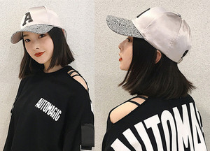 Gorra de béisbol con diamantes de imitación para mujer, sombrero de béisbol con letras <span class=keywords><strong>A</strong></span> <span class=keywords><strong>R</strong></span> D en color rosa, negro, blanco y gris, estilo Hip hop - Product Image 6