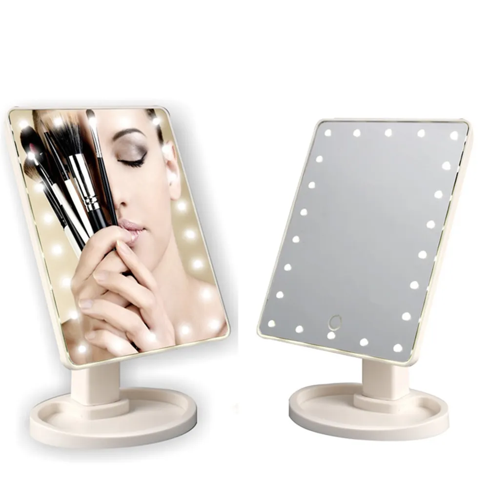 Venta caliente multifuncional batería de rotación de 360 grados Led maquillaje luz espejo compacto espejo con luz