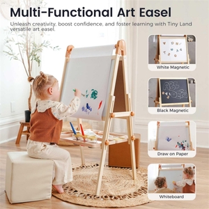 Caballete Magnético de Doble Cara, Caballete de Arte Ajustable de Madera para Niños con Rollo de Papel - Product Image 6