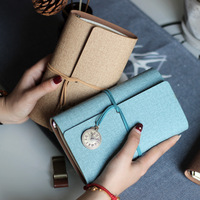 Carnet de voyage A6 en cuir souple avec logo personnalisé, reliure à feuilles mobiles, promotionnel, 80 feuilles, marque SENTU, horloge