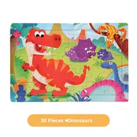 Puzzle plat en bois de 30 pièces, dinosaure animal de dessin animé, jouet éducatif d'éducation précoce pour enfants et bébés en bois