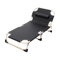 Chaise pliante inclinable portable à cadre métallique pour lit simple, idéale pour la pause déjeuner au bureau, comme fauteuil d'appoint hospitalier, pour une sieste facile, le camping et l'ameublement domestique