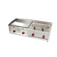 Friteuse professionnelle à double compartiment, plaque chauffante à gaz, grill commercial, comptoir en acier inoxydable, facile à nettoyer, plaque chauffante pour hamburgers et steaks