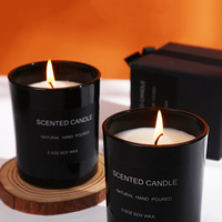 Récipient vide de luxe personnalisé pot en verre noir mat avec couvercle et boîte pour la fabrication de bougies de soja pour la décoration de Noël et des vacances