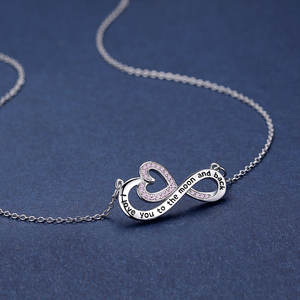 Merryshine Klaar Voorraad Custom Logo En Tekst <span class=keywords><strong>925</strong></span> Sterling Zilveren Zirkonia Love Infinity Heart Ketting - Product Image 2