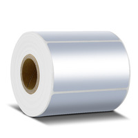 Rollo de Etiquetas Adhesivas Plateadas Mate de PET, Impresión Personalizada de Códigos de Barras, Diseño PDF/AI/PSD, Impresora de Etiquetas Adhesivas