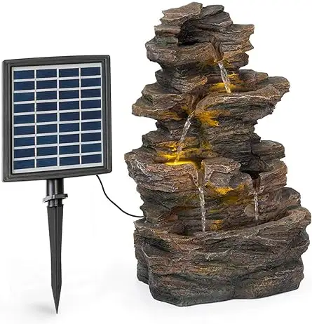 Solar Powered Water Fountain Outdoor Garden Outdoor Fountain Indoor and Outdoor Water Fountains Water Falls for Outside Garden