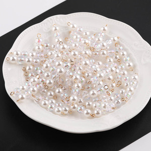 Perles à double pointe avec accents en cristal pour la fabrication de colliers, accessoires de bijoux DIY, apprêts ronds en résine plastique - Product Image 1