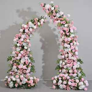 Offre Spéciale mariage fête fleur décoration accessoire mariage fond fleur artificielle avec cadre rose mariage arc fleurs