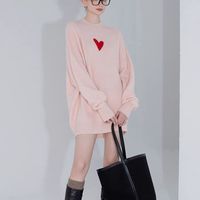 Pull Ami pour homme en coton 100% anti-boulochage, manches longues, style décontracté parisien, anti-rétrécissement, anti-froissement, respirant, motif cœur
