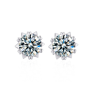 Dazzling 6mm Single Cubic Zircon <strong>Gem</strong> Stone Crystal Plated 925 Sterling Silver Needle Stud <strong>Earrings</strong> for Womens Gathering Jewelry - Product Image 1