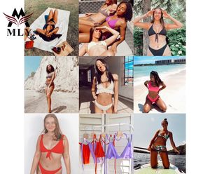 Mly ग्रीष्मकालीन मुद्रण कस्टम लोगो स्विमसूट किशोर फांसी की गर्दन स्विमवियर बैकलेस त्रिकोण विभाजित शरीर सेक्सी बिकनी - Product Image 6