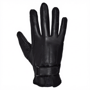 Gants en cuir noir durables à doigts entiers avec sangle de poignet réglable, conçus pour l'équitation, les sports équestres et l'entraînement - Product Image 2