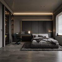 Ensemble de meubles de chambre à coucher en bois sur mesure moderne : lit, armoire, table de chevet, meuble de rangement, coiffeuse, bureau d'ordinateur