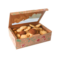 Boîtes à biscuits de Noël Boîtes à cadeaux beignets Boîte de boulangerie avec fenêtre transparente, conceptions de vacances de bonhomme de neige du père Noël avec des rubans de Noël pour cadeau