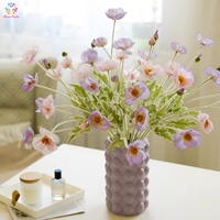 Bunga Poppy Islandia Buatan Realistis, Batang Bunga Poppy Palsu Warna Pink dengan Kuncup untuk Dekorasi Vas Pernikahan dan Rumah