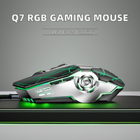 Souris de jeu filaire USB K-snake Q7 RGB illuminée 4000 DPI avec câble de 1,5 m, 7 boutons, 7 couleurs lumineuses pour ordinateur de bureau