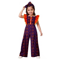 Pakaian Motif Afrika untuk Anak Perempuan, Romper Lengan Ruffle, Jumpsuit, Set Dasi Kupu-kupu dan Penutup Kepala, Dashiki, Pakaian Anak, Ankara 2549001