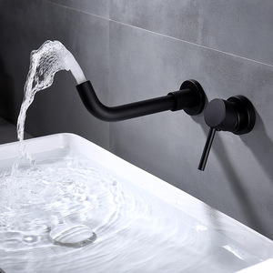 Robinet de lavabo mural moderne à deux trous <span class=keywords><strong>en</strong></span> acier inoxydable brossé avec cartouche céramique et poignée unique – Qualité supérieure - Product Image 3