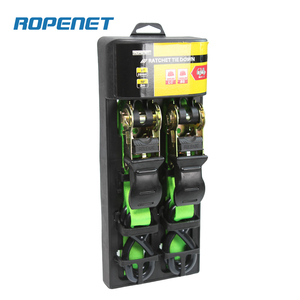 2 buah Set 25mm Aksesori Sepeda Motor Ratchet Tie Down PE ikat tali sabuk dengan S kait untuk kargo kontrol tali Ratchet Set - Product Image 2