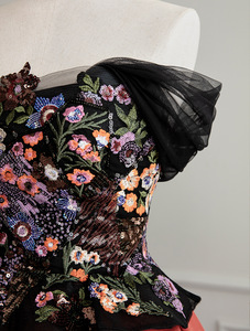 Abito <span class=keywords><strong>da</strong></span> sera retrò elegante <span class=keywords><strong>da</strong></span> banchetto monospalla senza spalline ricamato - Product Image 5