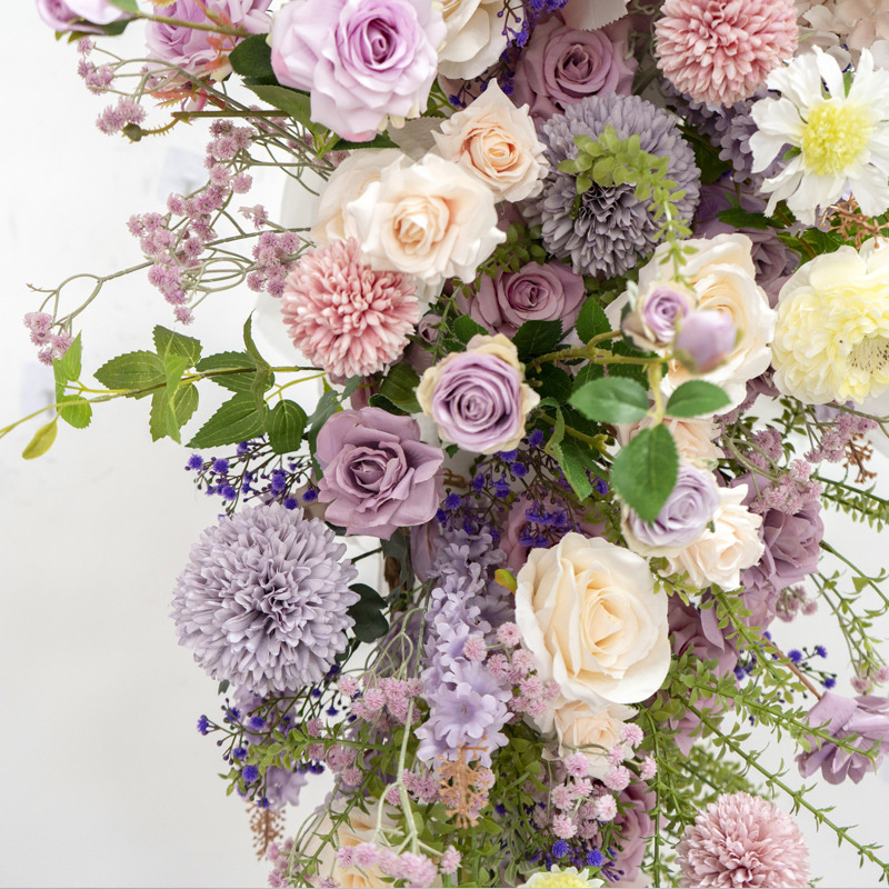 Mazzo Di Fiori Artificiali Di Seta Viola Con Peonia - Composizione Floreale Finta Per Casa, Matrimonio E Tavolo (Lunghezza 50cm)