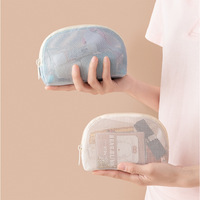 Trousse de Maquillage Moderne en PVC à Mailles Ouvertes, Respirante, Grande Capacité, avec Drainage, Idéale pour les Voyages