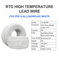Câble de thermomètre à résistance en platine, 6 conducteurs torsadés en cuivre plaqué argent, fil de connexion RTD FEP-FEP-(1-AL)-24AWGx6C-WHITE