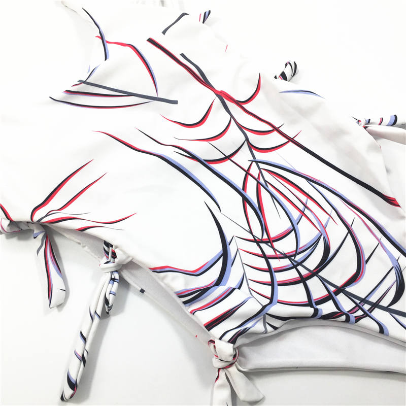 Madagascar palm Printing Fashion sexy multi-blinding belt one-piece swimsuit hot sale swimwear