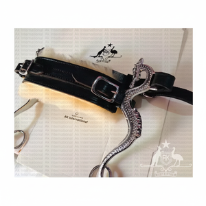 Hackamore AK Dragon para Caballo, Acabado Cromado, con Correas de Cuero Auténtico, Alta Calidad - Product Image 1