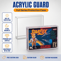 Boîtier de présentation en acrylique pour console de jeu rétro avec couvercle magnétique et protection UV pour cartouche Star Fox, support de rangement et rail – Vente en gros