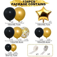 Kit de guirlande de ballons noirs ballons de confettis d'or Ballons en latex Kit d'arc pour les décorations de fête d'anniversaire d'anniversaire d'anniversaire de remise des diplômes