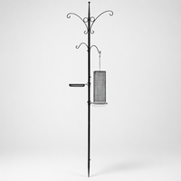 Mangeoire à oiseaux antique en fer avec piquet de sol et crochets de suspension – Écologique, résistante à la rouille et à l'eau, bronze/verdigris, pour jardin extérieur
