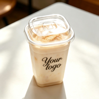Gobelets à café glacé en plastique PET transparents à paroi simple, écologiques, avec logo personnalisé, 12/14/16/20/24 oz, pour thé au lait Boba
