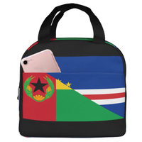 Sac à déjeuner avec poche avant pour téléphone portable, motif drapeau du Cap-Vert, idéal pour les voyages, pique-niques, école, bureau, vente en gros, personnalisable