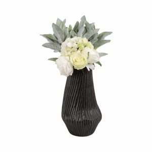 Vaso in ceramica affusolato, moderno, nero, decorativo, per fiori, da soggiorno, camera da letto, tavolo. - Product Image 2