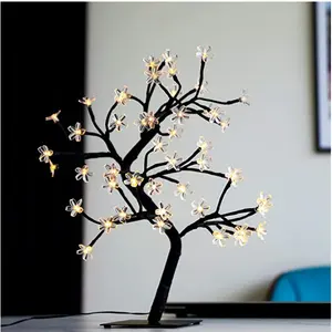 Lámpara de mesa 17.7in Flor artificial luz árbol de cerezo