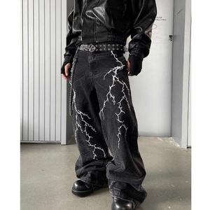 Pantalones Casuales de Mezclilla de Algodón de Alta Calidad para Hombre, Estilo Urbano, Diseño Retro Desgastado, Proceso de Lavado Oscuro, Tendencia Líder - Product Image 3