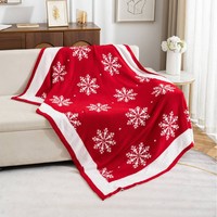 Couverture de canapé douce et confortable pour Noël, motif arbre de Noël rouge et blanc, réversible, chaude et douillette