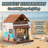 Mini-bibliothèque DIY 3D sur mesure et OEM ODM Surf Hut, puzzle fait main avec lumières LED, cadeau pour collectionneurs