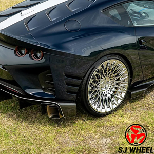 Jantes monobloc SJ Wheels chromées polies, forgées en alliage 6061-T6, design en maille, <span class=keywords><strong>18</strong></span>, 19, 20, 21 <span class=keywords><strong>pouces</strong></span>, 5x120/112/114.3 pour Ferrari Porsche - Product Image 3