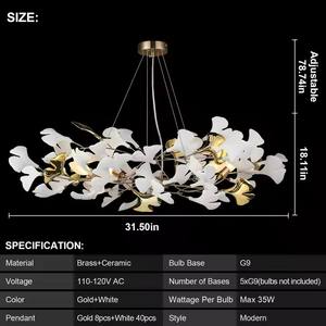 Lampu Chandelier LED Keramik Kuningan Mewah Grosir Pabrik untuk Hotel Villa Rumah-3000K untuk Ruang Tamu Kamar Tidur Tengah - Product Image 4