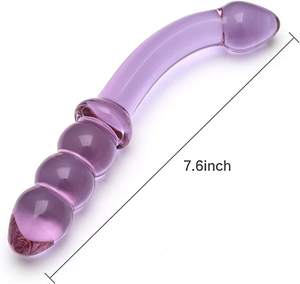 دسار زجاجي ، عصا متعة كريستال عازمة مزدوجة النهاية سدادة شرجية حبات جنسية لتحفيز منطقة جي-سبوت لعب جنسية - Product Image 5