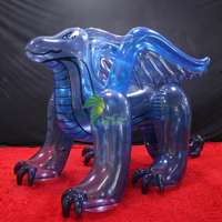 Hongyi joue le dragon bleu gonflable clair, jouets gonflables d'équitation