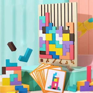 Blocs d'empilage en bois, jouet éducatif, exercices pratiques pour les enfants, jeu de blocs russes - Product Image 2