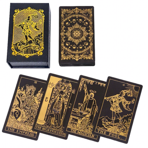 Carte dei Tarocchi di Lusso Nere e Oro con Stampa in Lamina Metallica - Carte Personalizzate per Uso Familiare in Carta Artistica Premium con Scatola in Plastica - Product Image 2